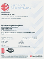 Hypertherm ISO 9001 certification