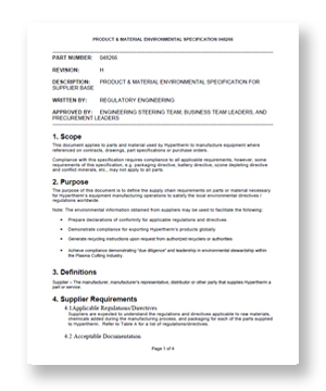 Supplier environmental specifications image